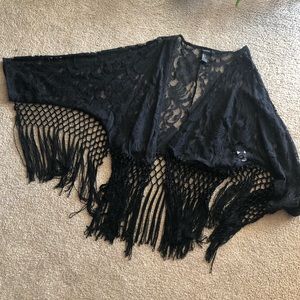FOREVER 21 fringed lace 3/4 sleeve cardigan
